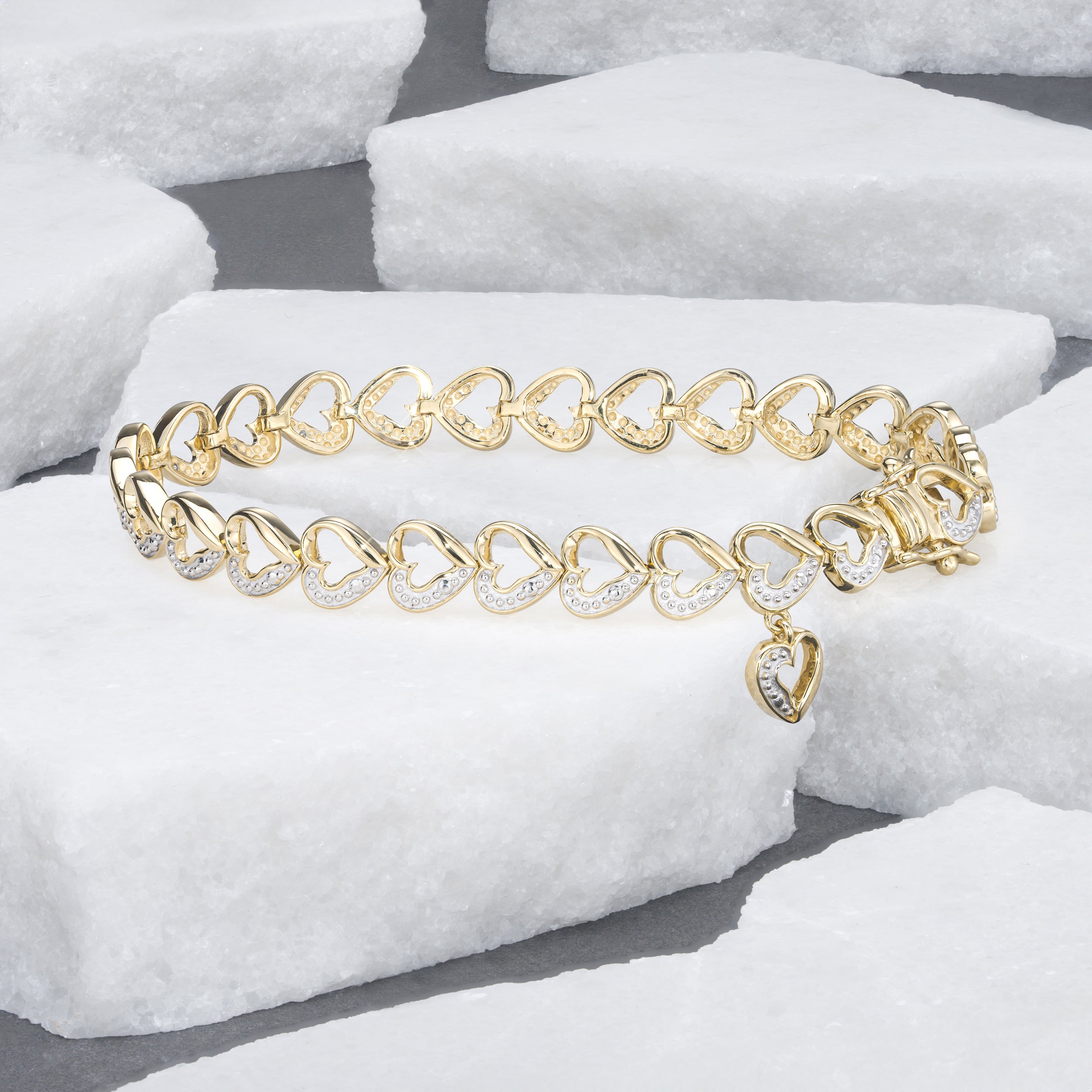 Diamond 18K Gold Vermeil Heart Bracelet
